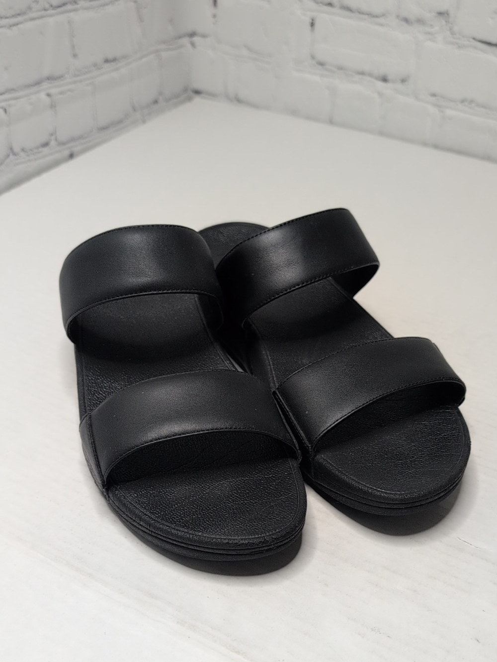 Fitflop Lulu Black Slide Sandals with Double Straps